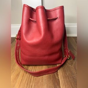 Vintage Coach Leather Drawstring Bucket Bag Purse 9165 Red Made in the USA